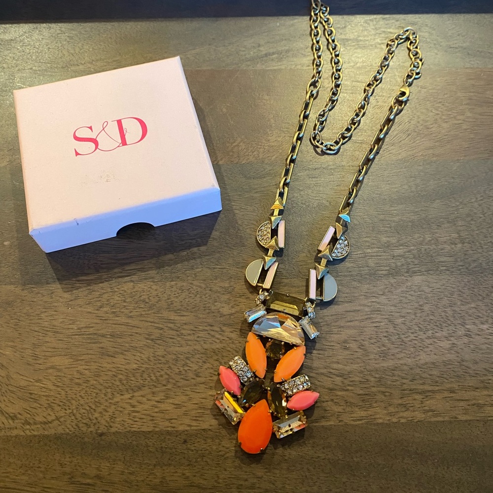 Stella & Dot Pop Geo Orange Statement Necklace - image 1